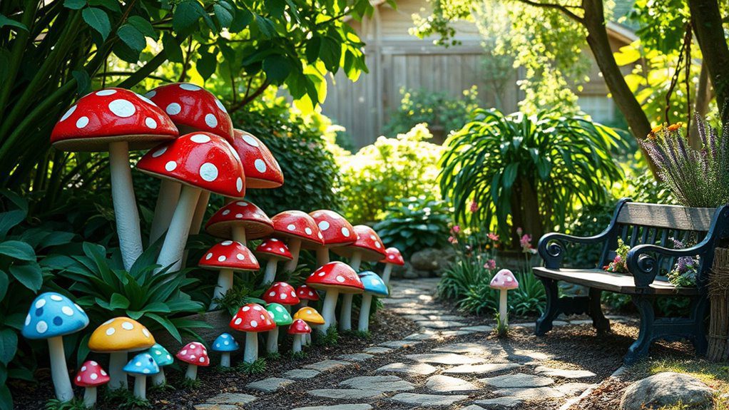 whimsical vibrant garden sculptures