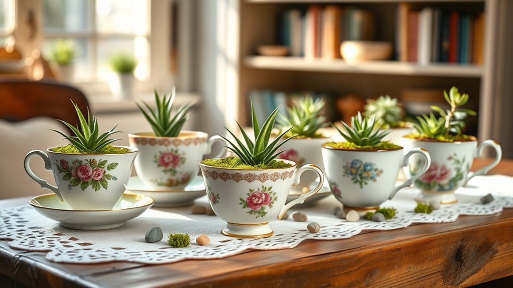 whimsical vintage teacup gardens