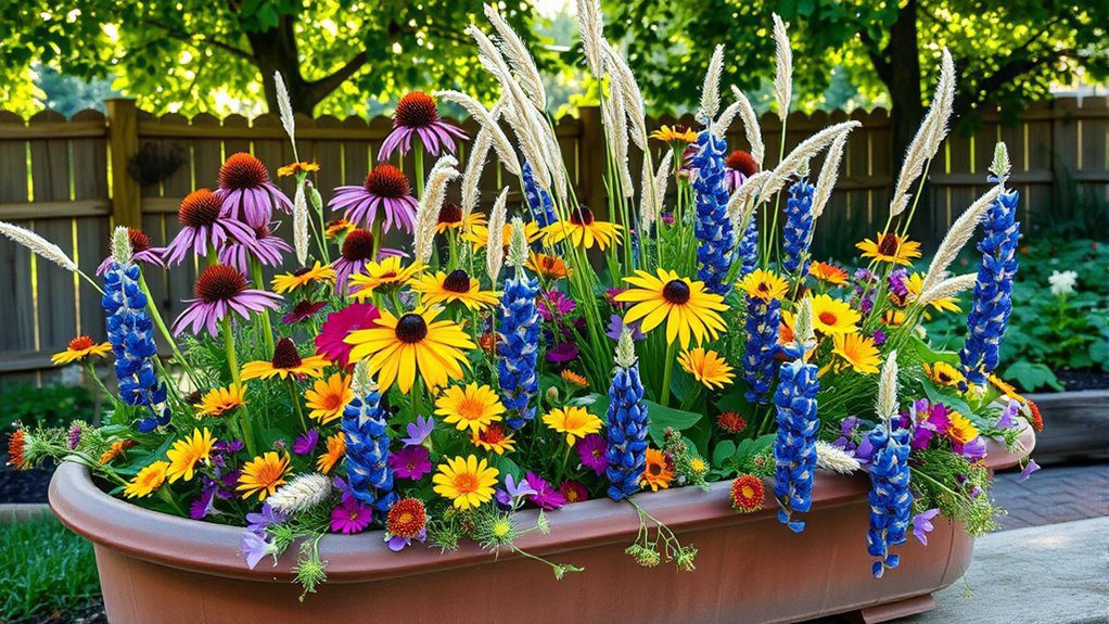 wildflowers and ornamental grasses