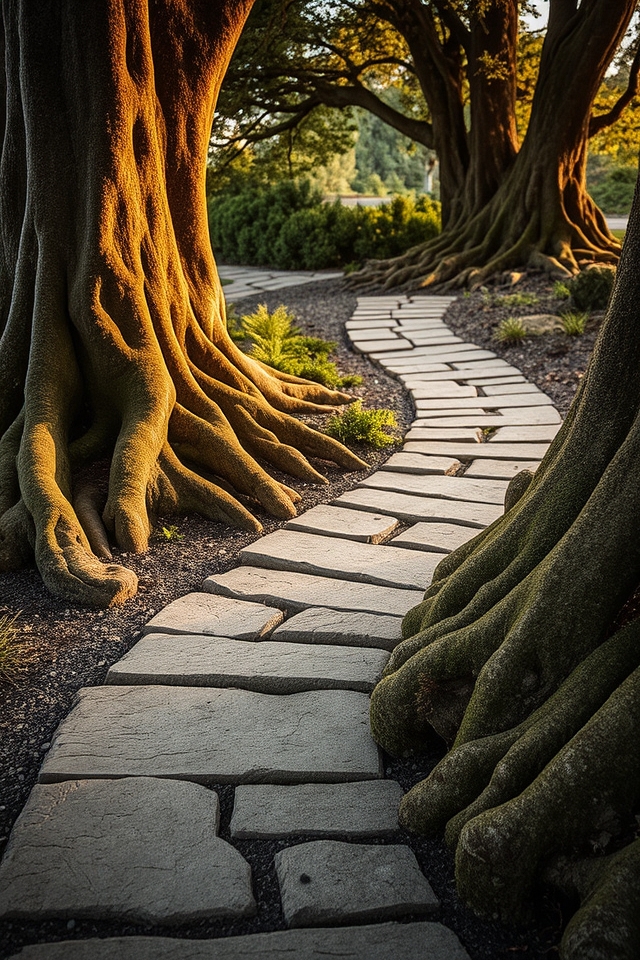 winding pathways around roots