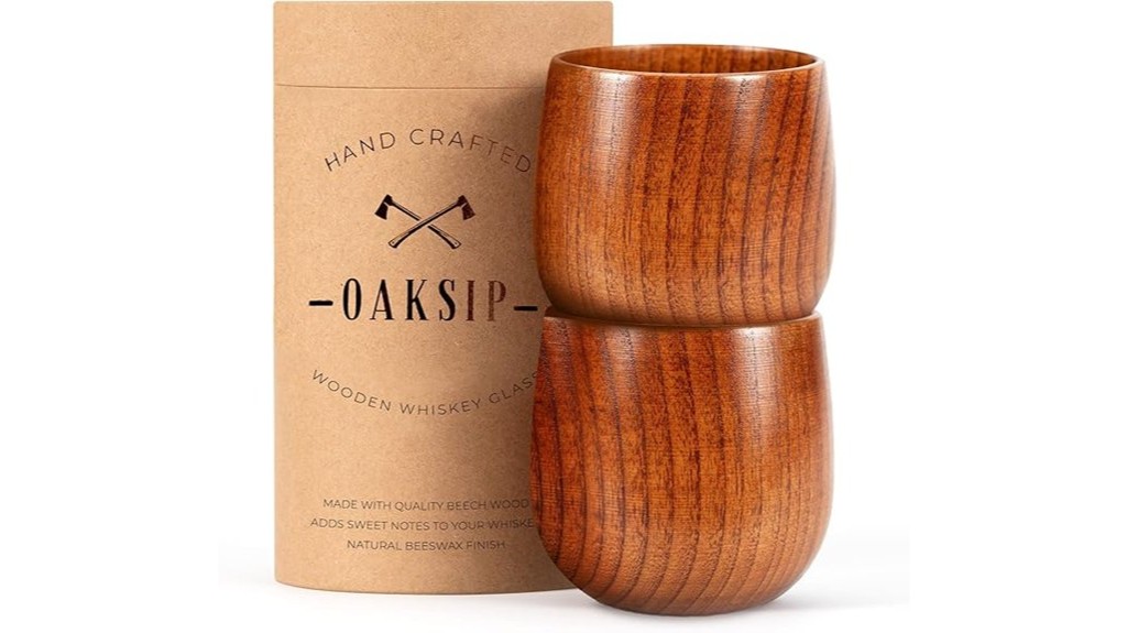 wooden bourbon drinking glasses