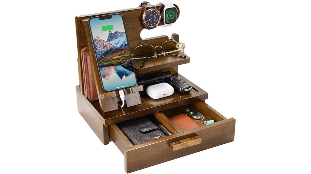 wooden docking station organizer