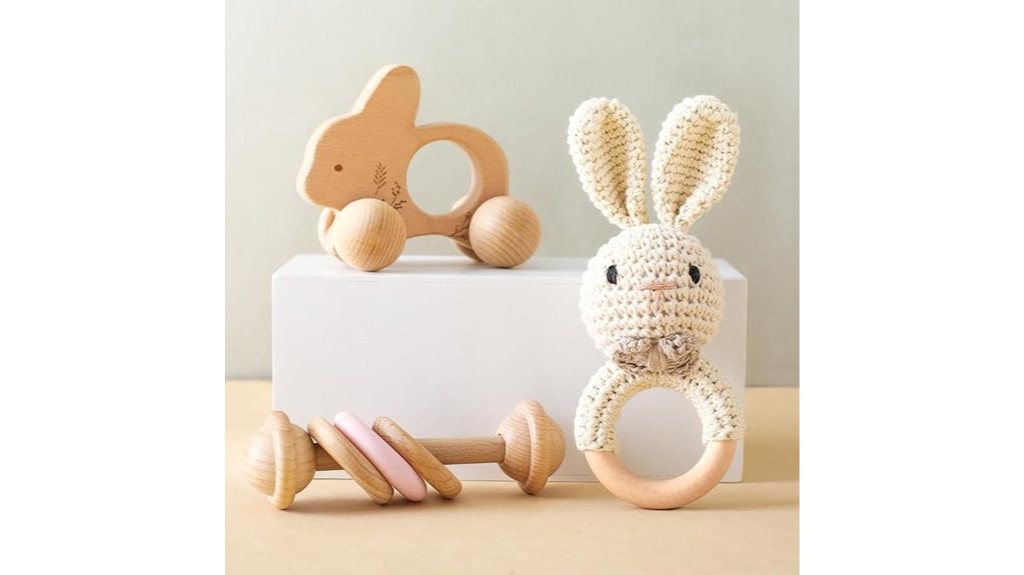 wooden rattle push car