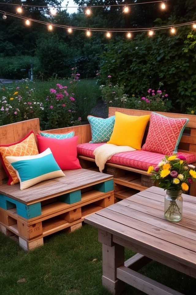 charming rustic pallet seating