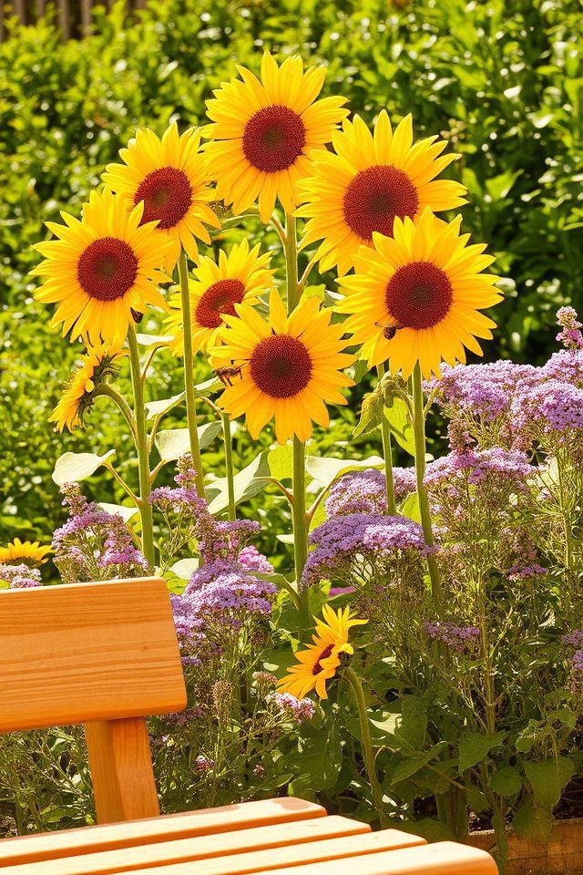 cheerful vibrant sunflower garden