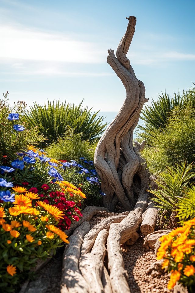 coastal charm with driftwood