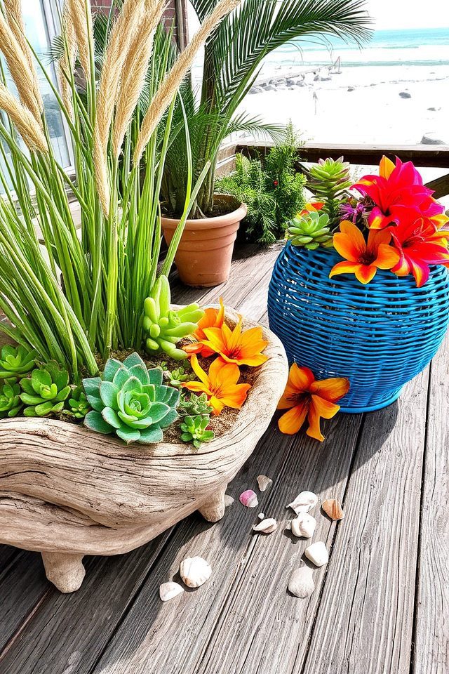 coastal inspired garden planters