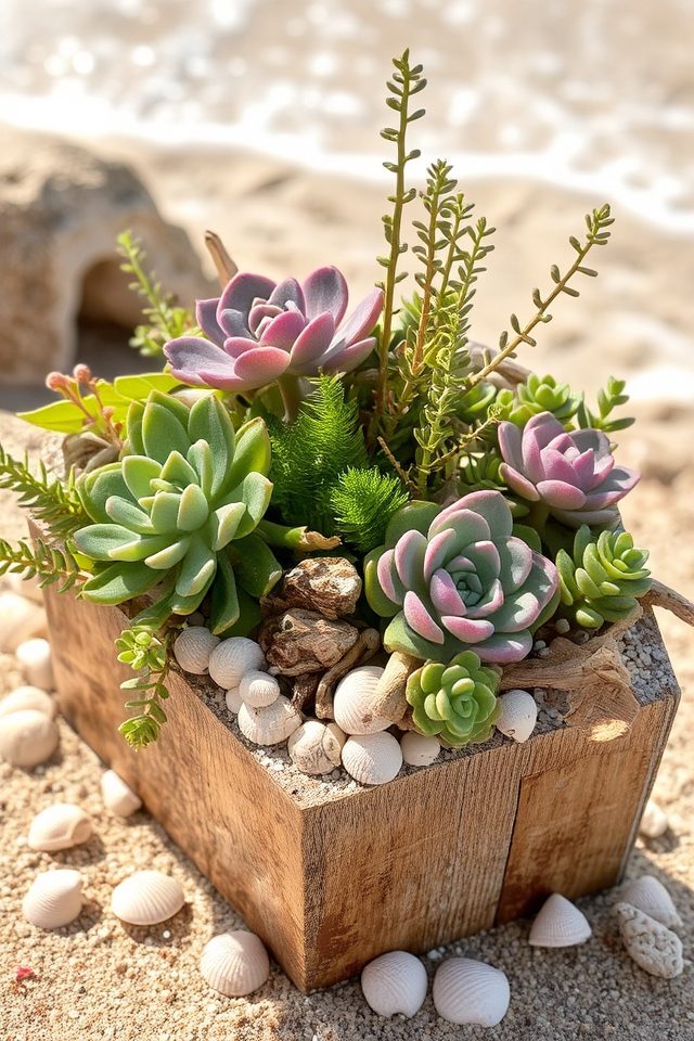 coastal succulent centerpiece arrangement