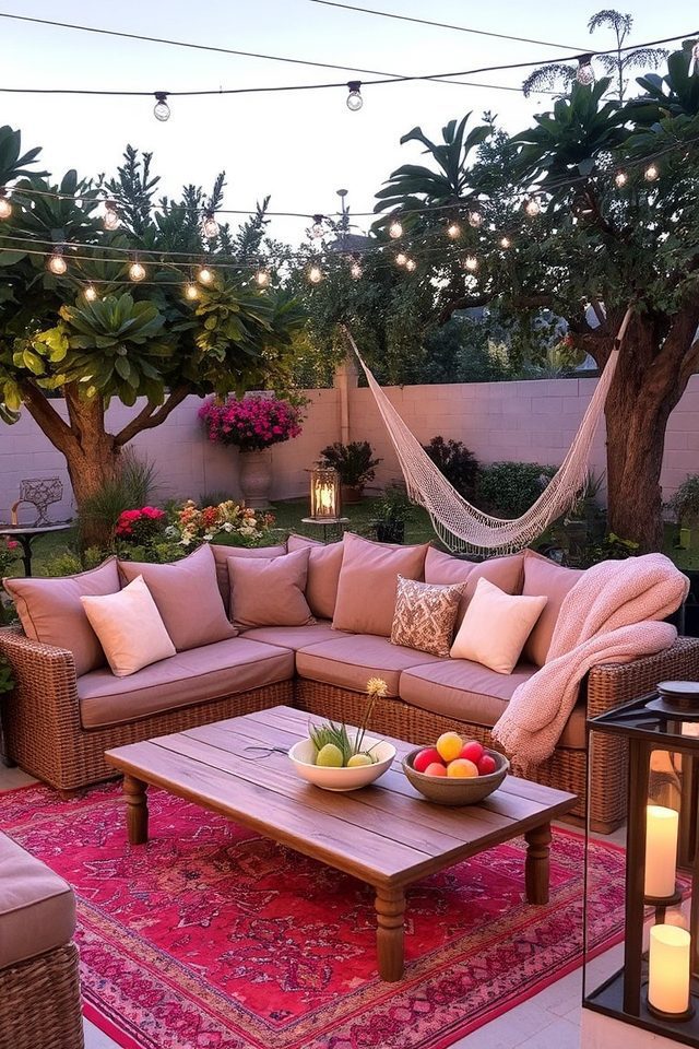 cozy outdoor lounge setup