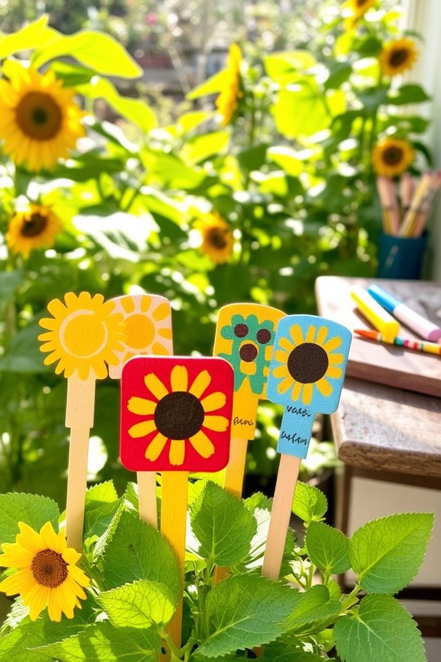 creative sunflower plant markers