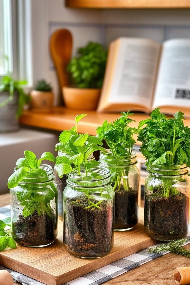 mason jar indoor herb garden