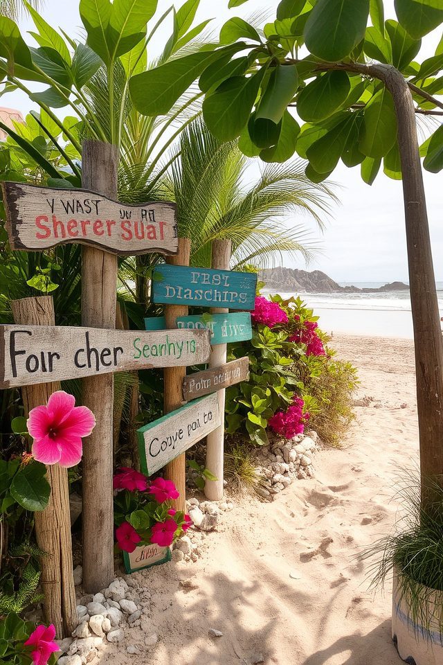 nostalgic beach themed garden decor