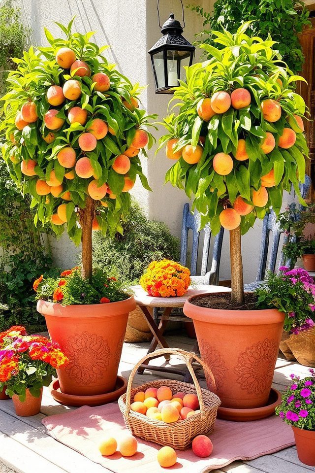 peach tree container decor