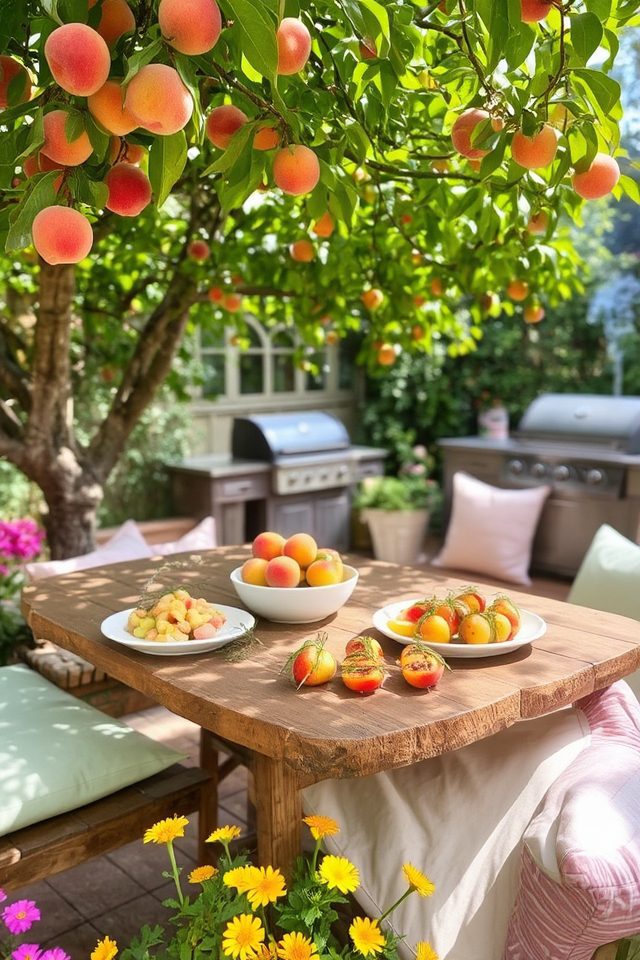 peach tree outdoor kitchen