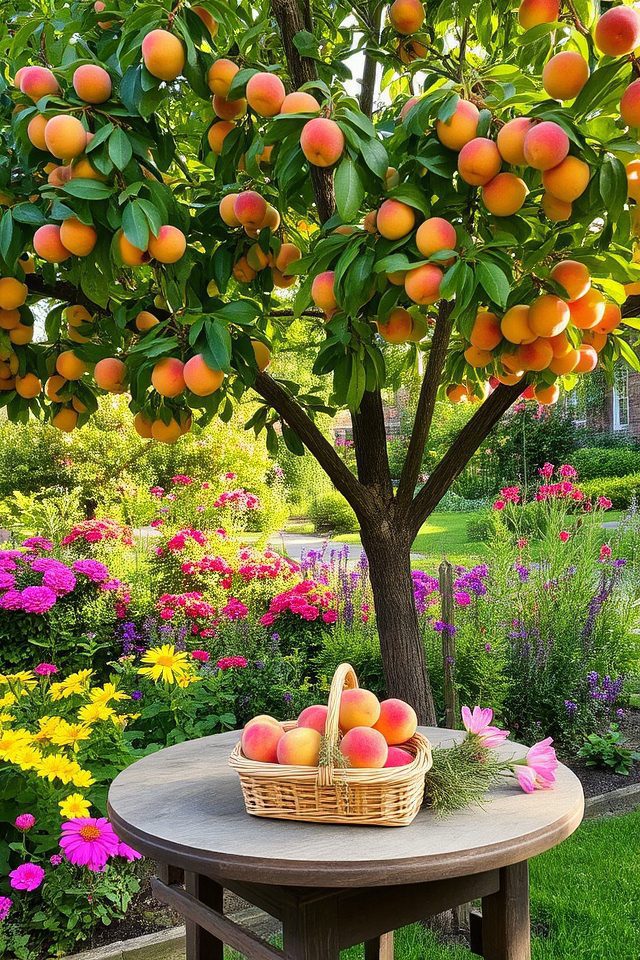 peach trees enhance cottage gardens