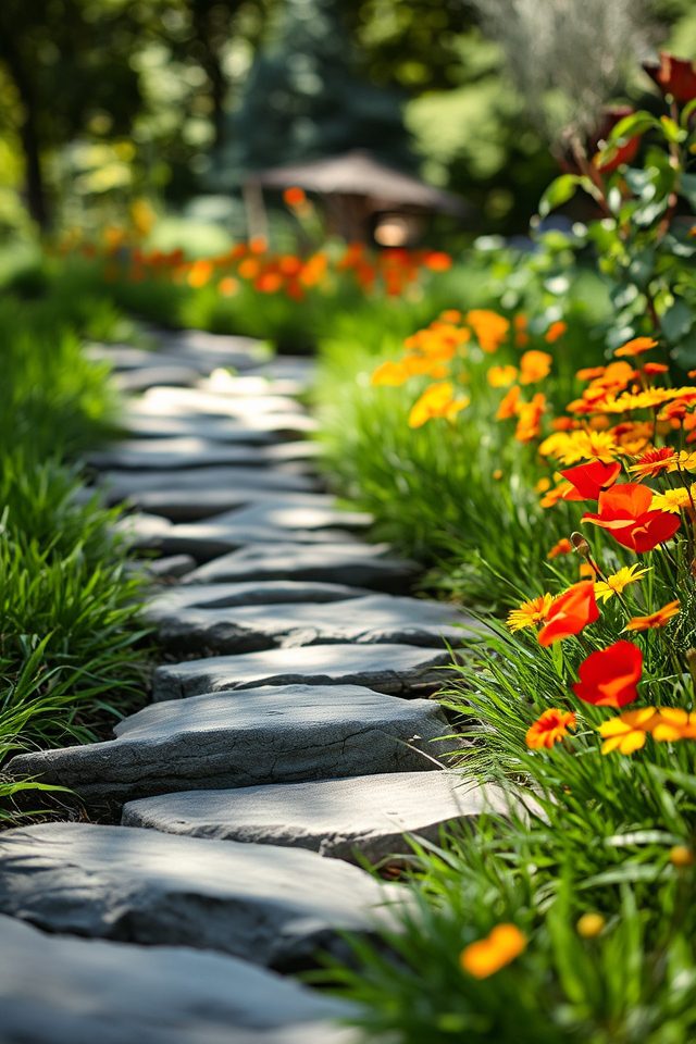 river rock garden pathway