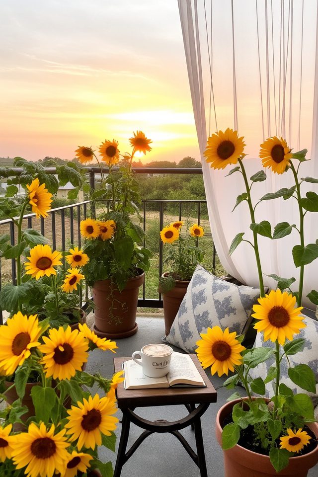 sunflower balcony relaxation oasis