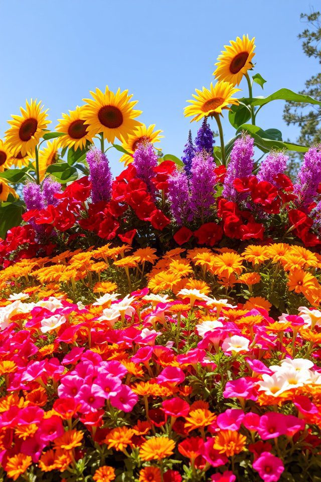 tiered floral color display