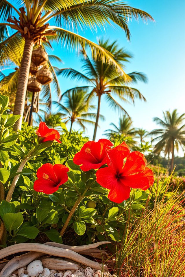 tropical coastal garden paradise