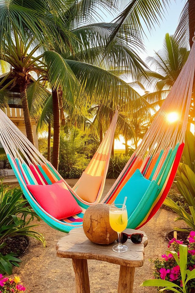 tropical hammock relaxation nook