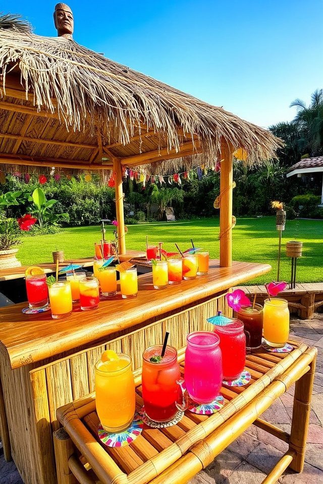 tropical tiki bar setup
