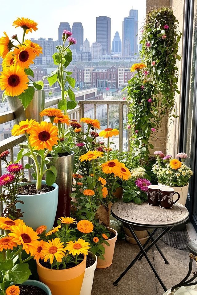 urban container garden blooms