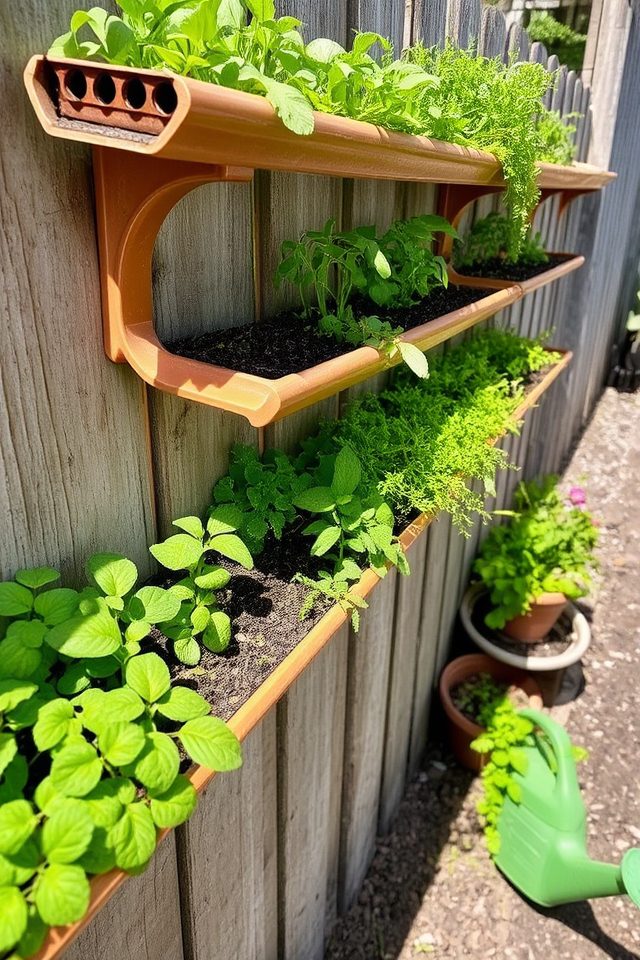 vertical gutter herb garden