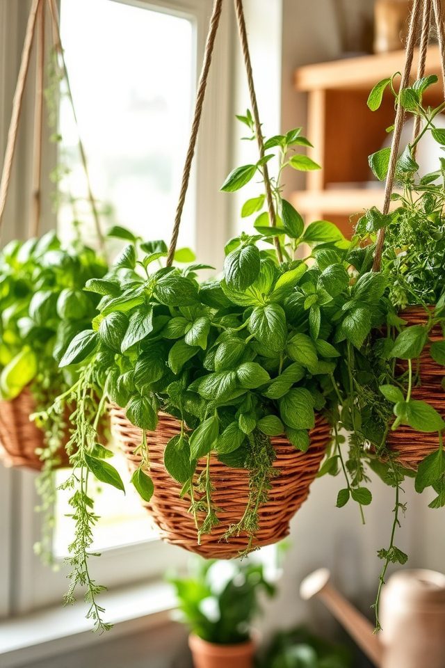 vertical herb display baskets
