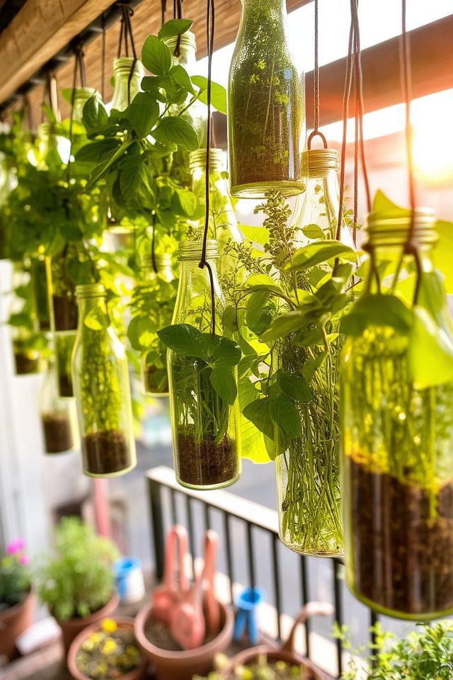 vertical herb garden bottles