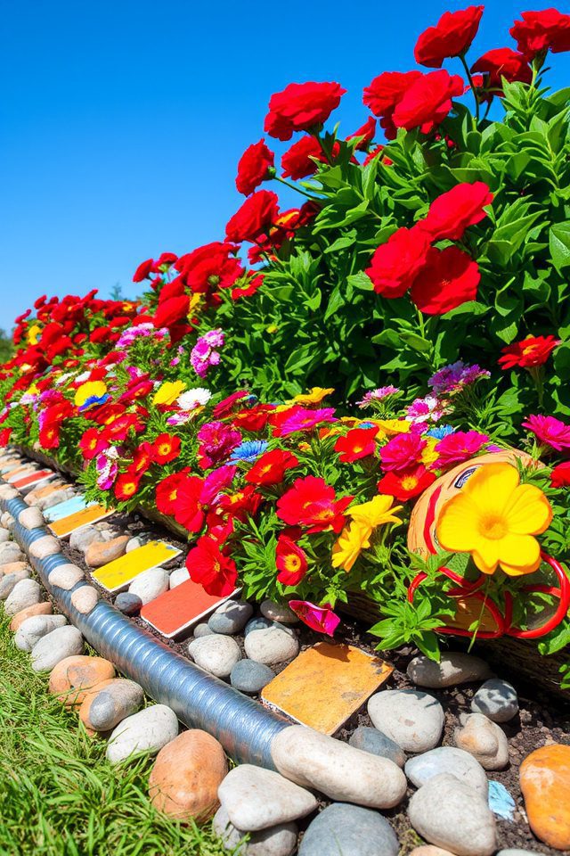 vibrant flower bed edging