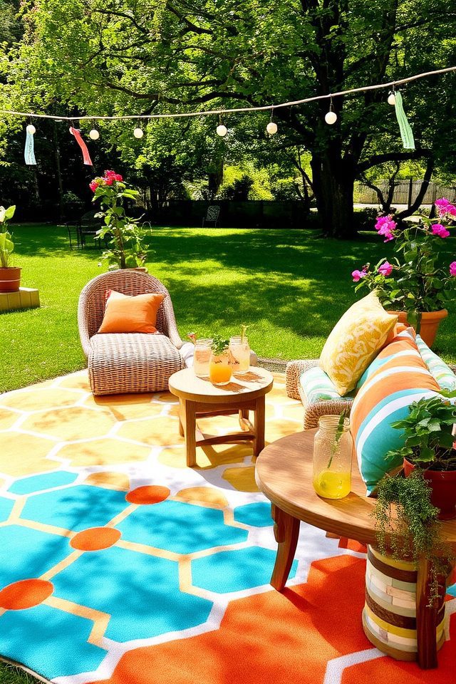 vibrant outdoor rug transformation