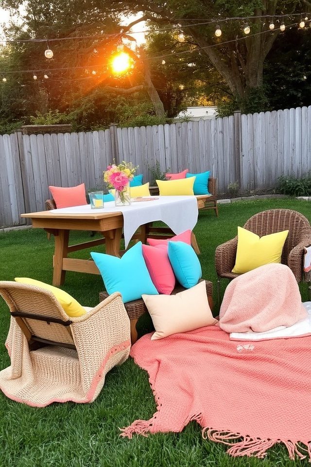 vibrant pillows and blankets