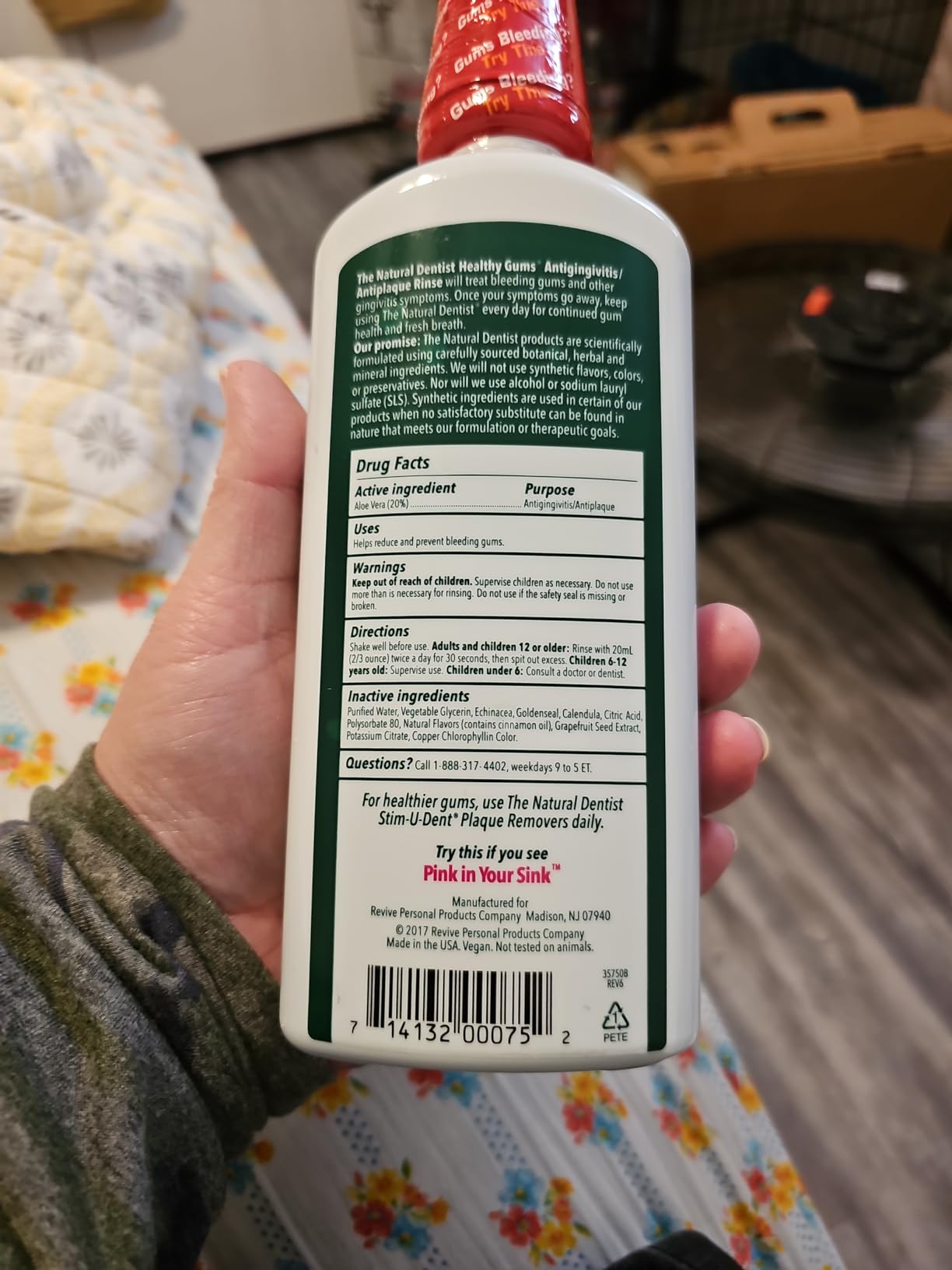 The Natural Dentist Healthy Gums Antigingivitis/Antiplaque Rinse, Adults 12 & Up, Gingivitis Mouthwash, Bleeding Gums Treatment, Safe for Chemotherapy Patients, Aloe Vera, Alcohol-free, 16.9 fl oz - Customer Photo 1