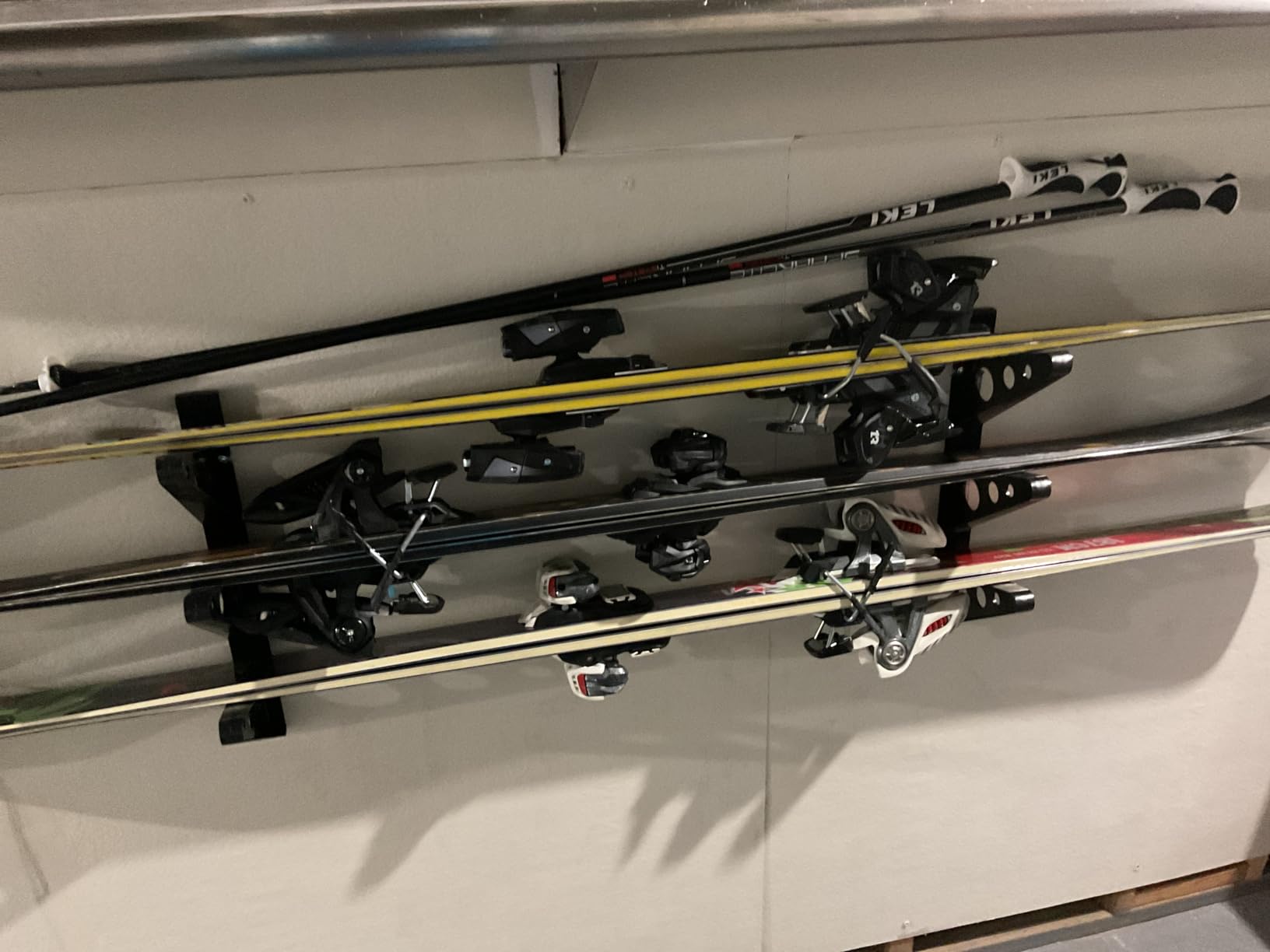 StoreYourBoard Ski Wall Rack – Horizontal Ski Rack Wall Mount, Holds 3 Pairs of Skis and Poles, Ski and Snowboard Wall Rack for Garage or Home, Holds Up to 40 lbs - Customer Photo 1