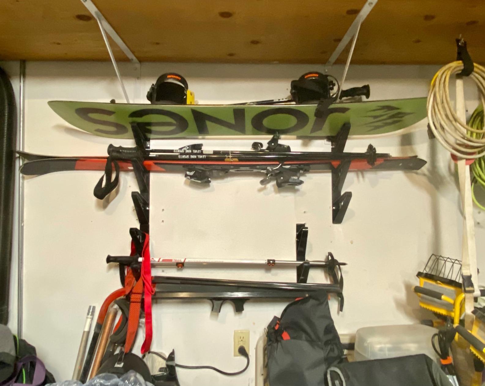 StoreYourBoard Ski Wall Rack – Horizontal Ski Rack Wall Mount, Holds 3 Pairs of Skis and Poles, Ski and Snowboard Wall Rack for Garage or Home, Holds Up to 40 lbs - Customer Photo 2