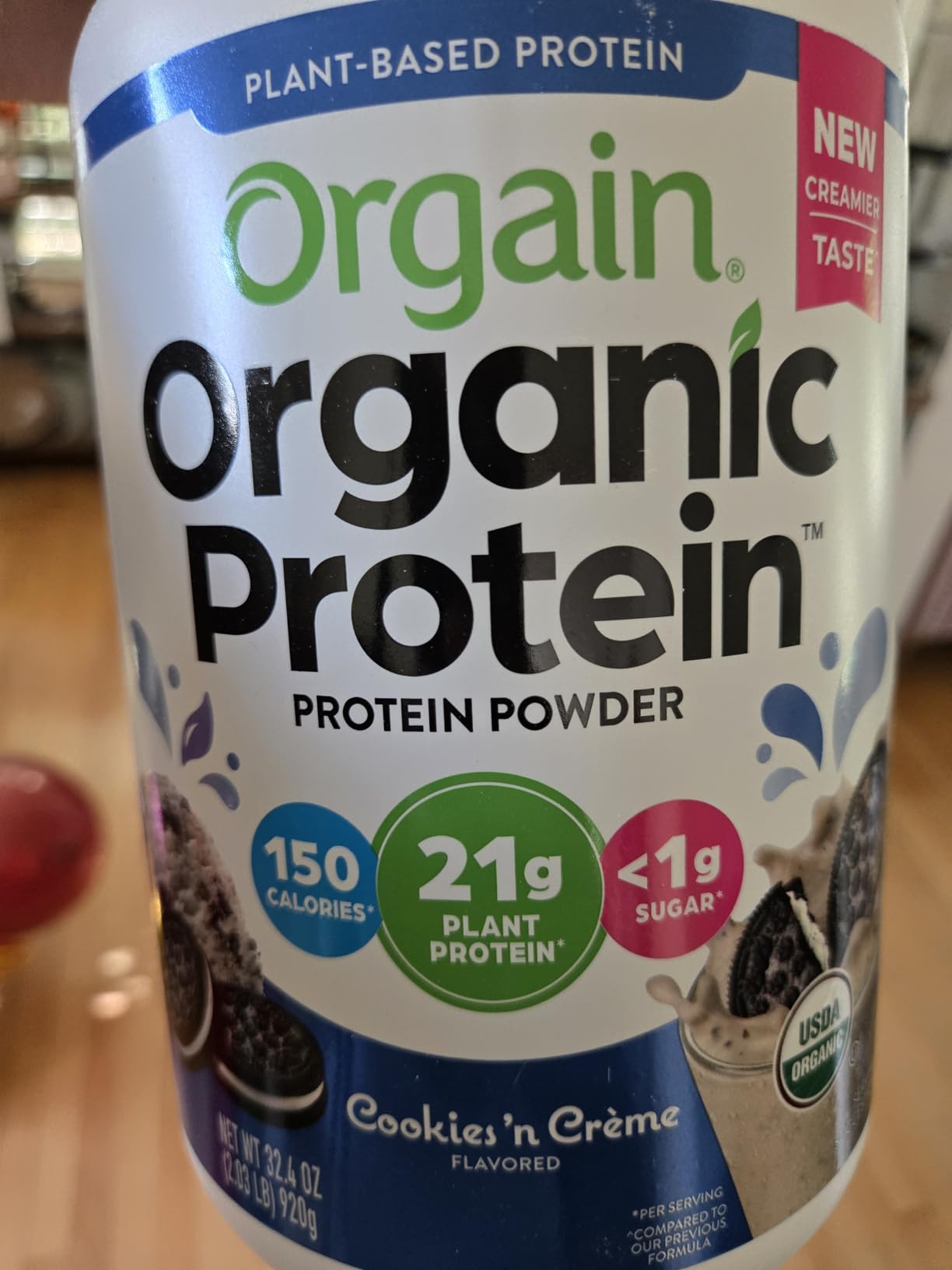 Orgain Organic Vegan Protein Powder, Creamy Chocolate Fudge - 21g Plant Protein, 6g Prebiotic Fiber, Low Net Carb, No Lactose Ingredients, No Added Sugar, Non-GMO, For Shakes & Smoothies, 2.03 lb - Customer Photo 2
