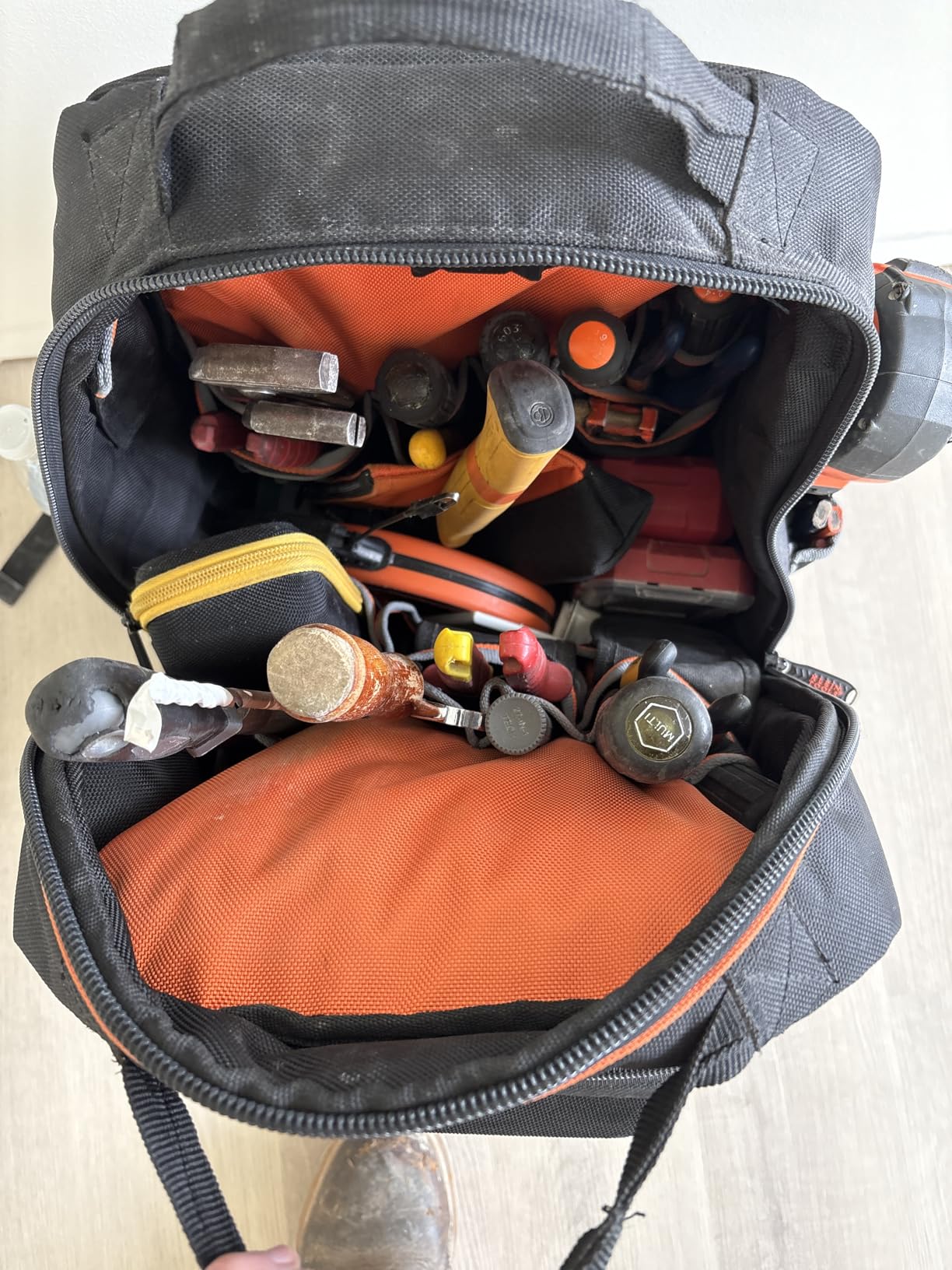 Klein Tools 55421BP-14 Tool Backpack, Heavy Duty Tradesman Pro Tool Bag Organizer with 39 Pockets, Molded Bottom - Customer Photo 4