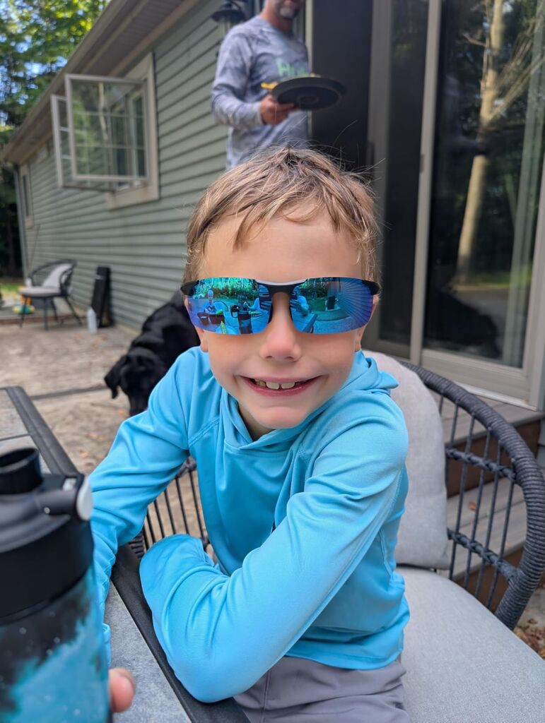 ATTCL Polarized Sunglasses for Men Sports: UV Protection Anti-Glare Wrap-Around Lightweight Metal Sun Glasses Driving Fishing Golf Running 8177 black-blue - Customer Photo 2