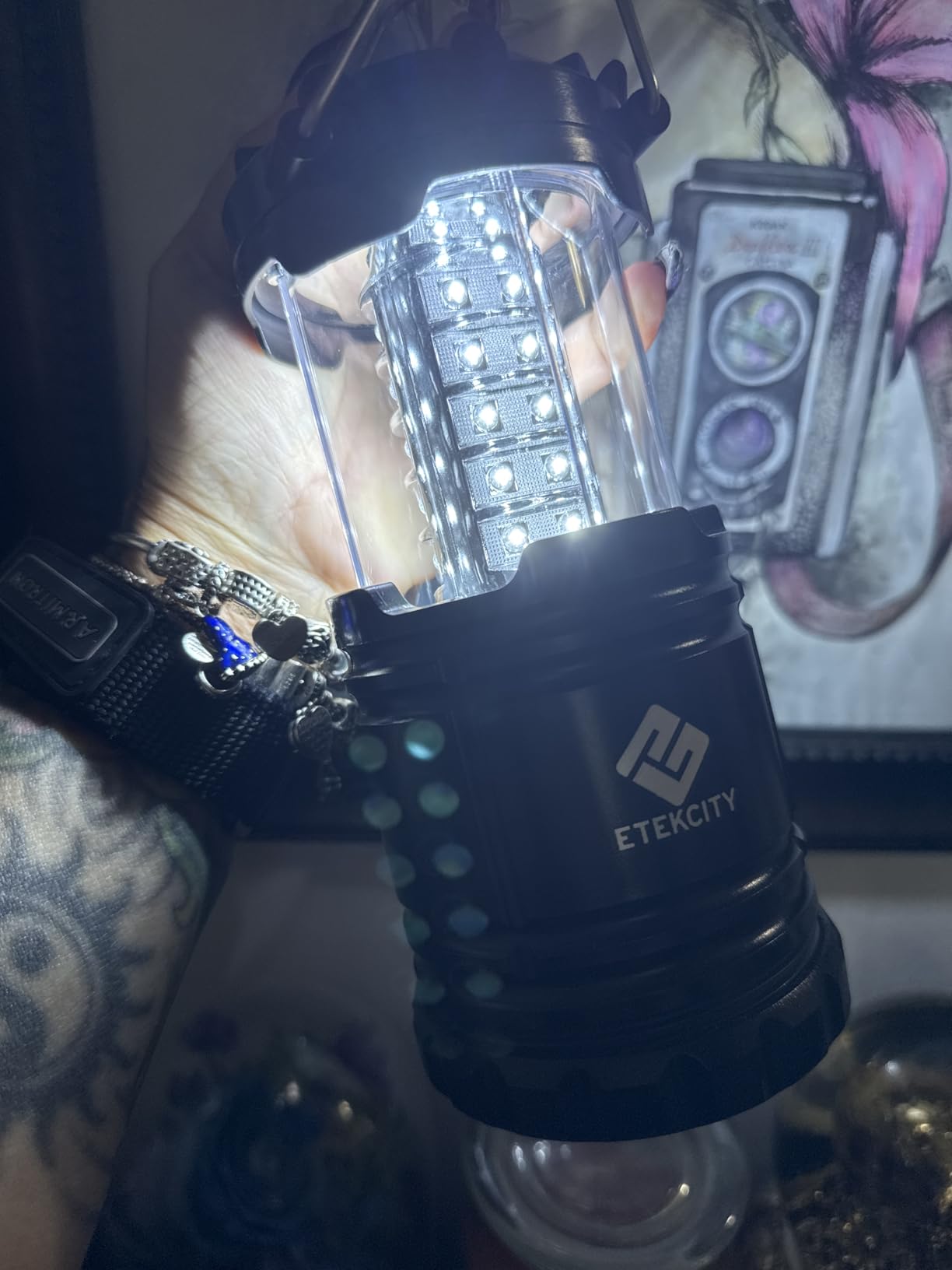 Etekcity Camping Lanterns for Power Outages 4 Pack, Flashlight for Camping Essentials, Survival Kit and Gear, Hurricane Preparedness Items, Emergency Led Battery Operated Lights, Black - Customer Photo 1