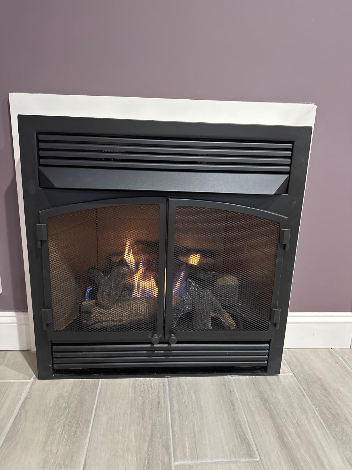 Duluth Forge Dual Fuel Ventless Gas Fireplace Insert, Thermostat Control, 6 Fire Logs, Use with Natural Gas or Liquid Propane, 32000 BTU, Heats up to 1500 Sq. Ft., Black Customer Review Duluth Forge Dual Fuel Ventless Gas Fireplace Insert, Thermostat Control, 6 Fire Logs, Use with Natural Gas or Liquid Propane, 32000 BTU, Heats up to 1500 Sq. Ft., Black - Customer Photo 3