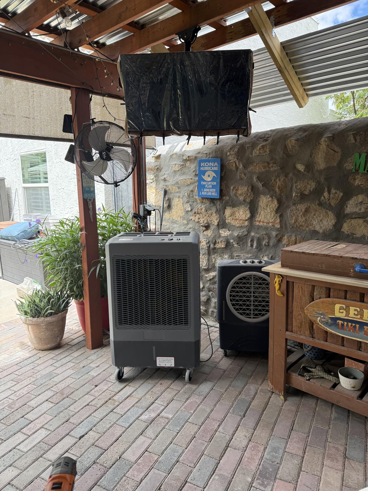 Portable Swamp Coolers - 1300 CFM MC18M Evaporative Air Cooler with 2-Speed Fan, 53.4 dB - 500 sq. ft. Coverage Evaporative Air Cooler Portable High Velocity Outdoor Cooling Fan by Hessaire - White - Customer Photo 2