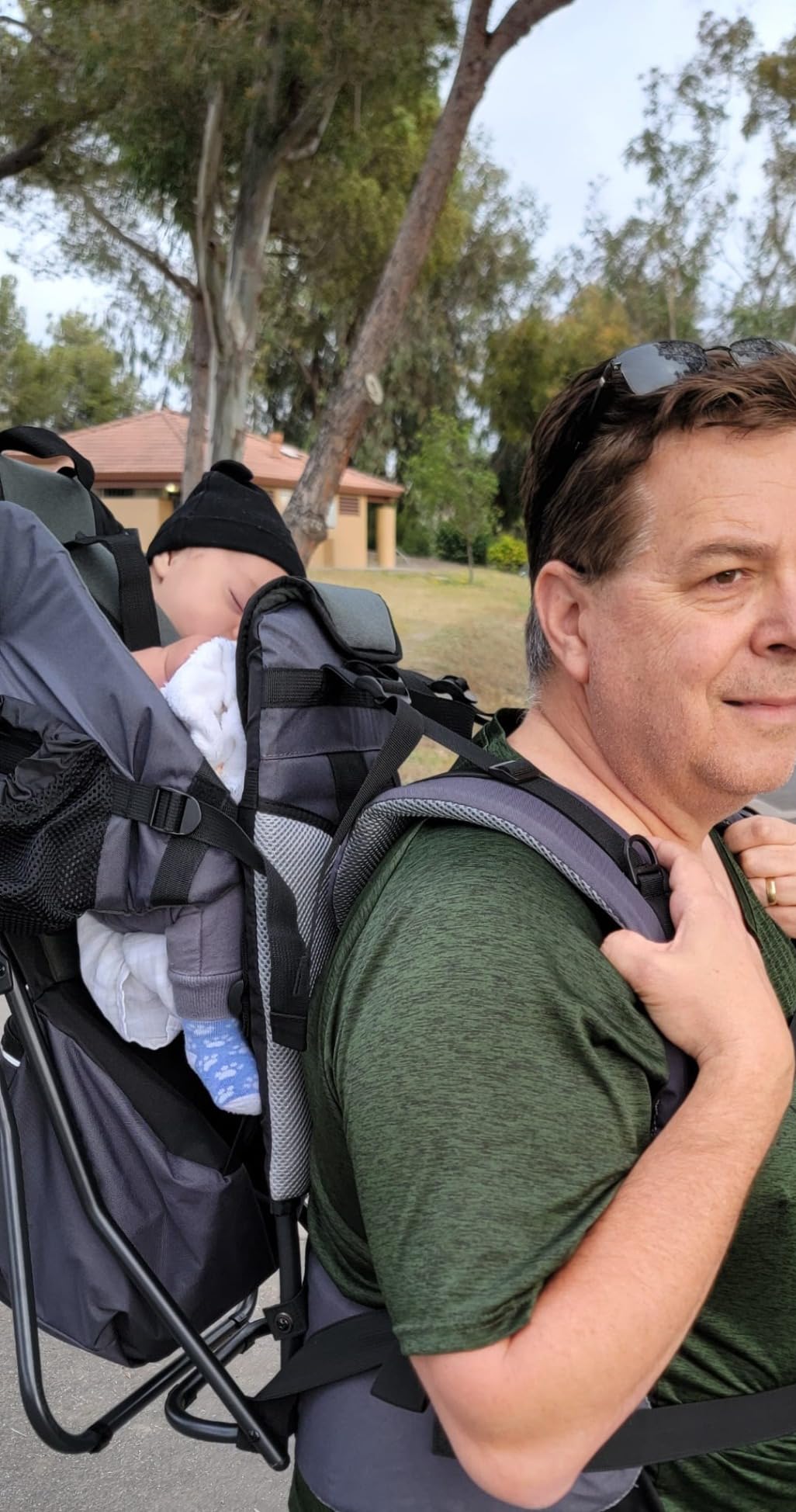 ClevrPlus Cross Country Baby Backpack Carrier, Grey, Toddler Hiking Backpack with Comfortable Seat, Adjustable Straps & Belt, Foldable Frame Lightweight Large Capacity Child Carrier for Outdoor - Customer Photo 5