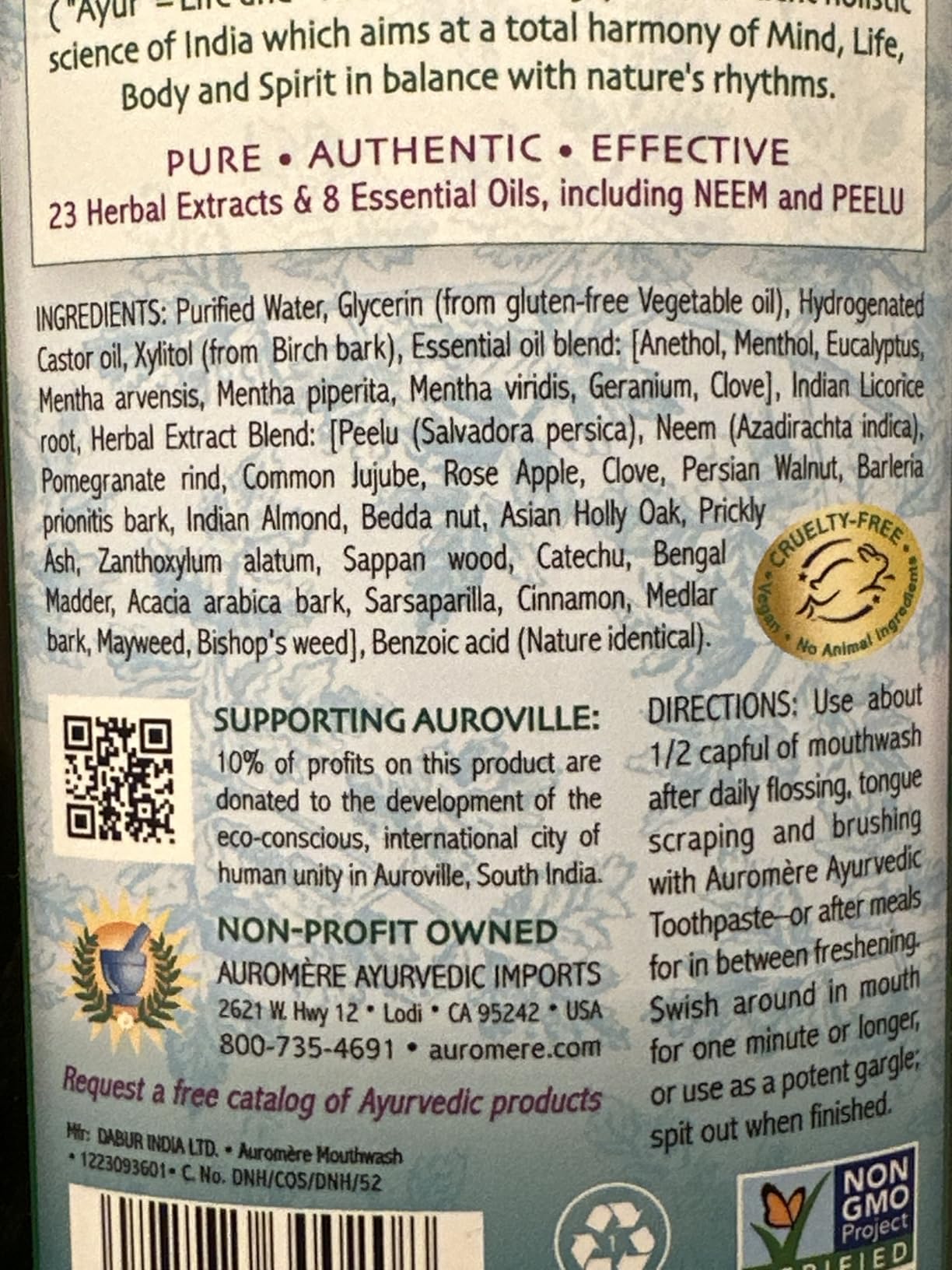 Auromere Ayurvedic Mouthwash - Vegan, Fluoride Free, Alcohol Free, Natural, Non GMO (16 fl oz), 2 Pack - Customer Photo 2