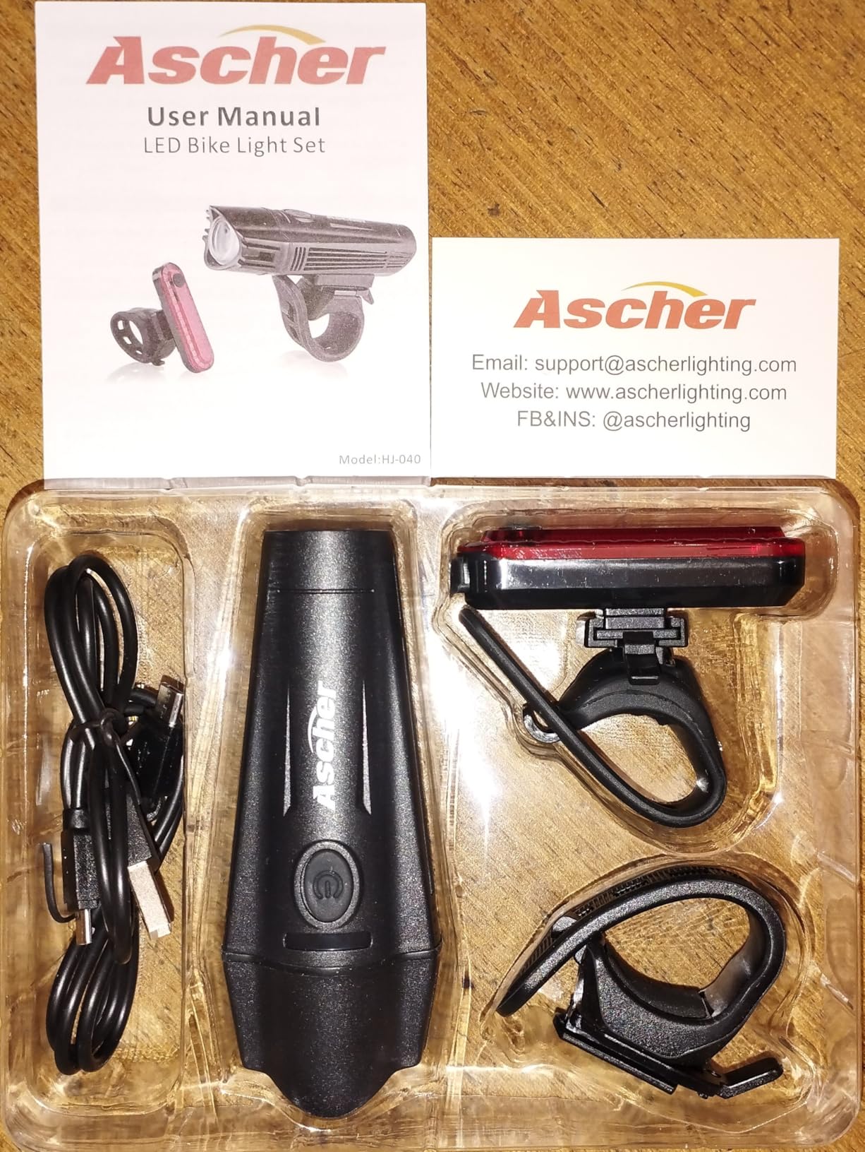 Ascher Ultra Bright USB Rechargeable Bike Light Set, Powerful Bicycle Front Headlight and Back Taillight, 4 Light Modes, Easy to Install for Men Women Kids Road Mountain Cycling Black - Customer Photo 2