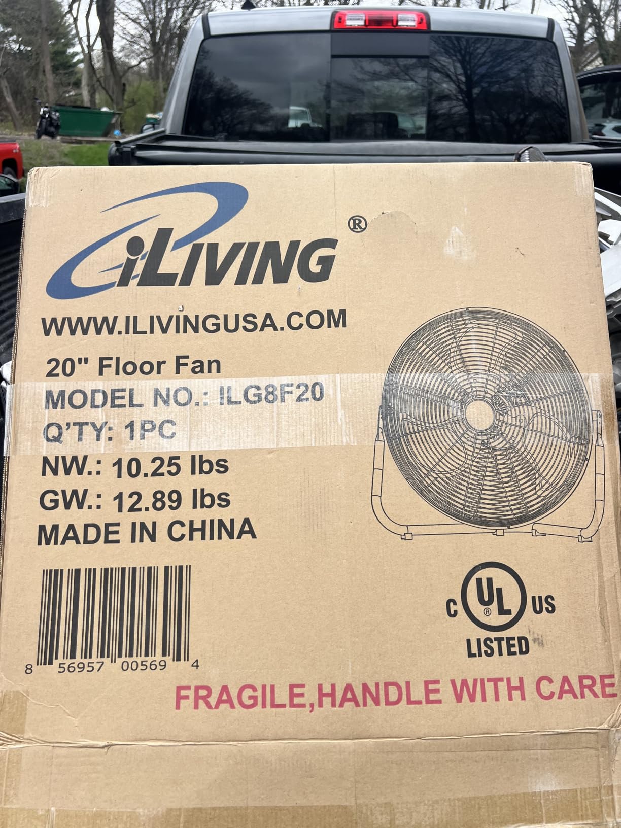 iLIVING 20 Inch Heavy Duty Floor & Wall Mount Fan - 5500 CFM High Velocity, 160-Watt, 3-Speed, Industrial Cooling for Garage, Workshop, Office, Home - UL Listed, Black - Customer Photo 4