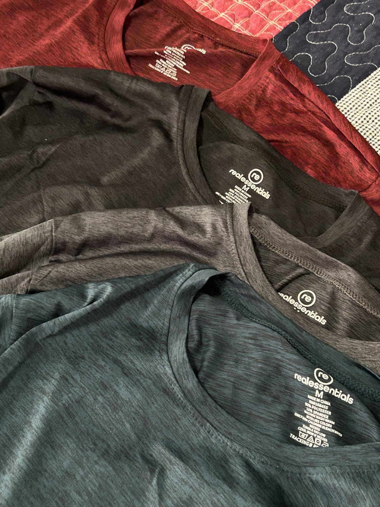 Real Essentials 4 Pack: Mens Long Sleeve Dry Fit T Shirts Hiking Fishing Workout Gym Work Sun UPF 50 Wicking Running Tee - Customer Photo 2