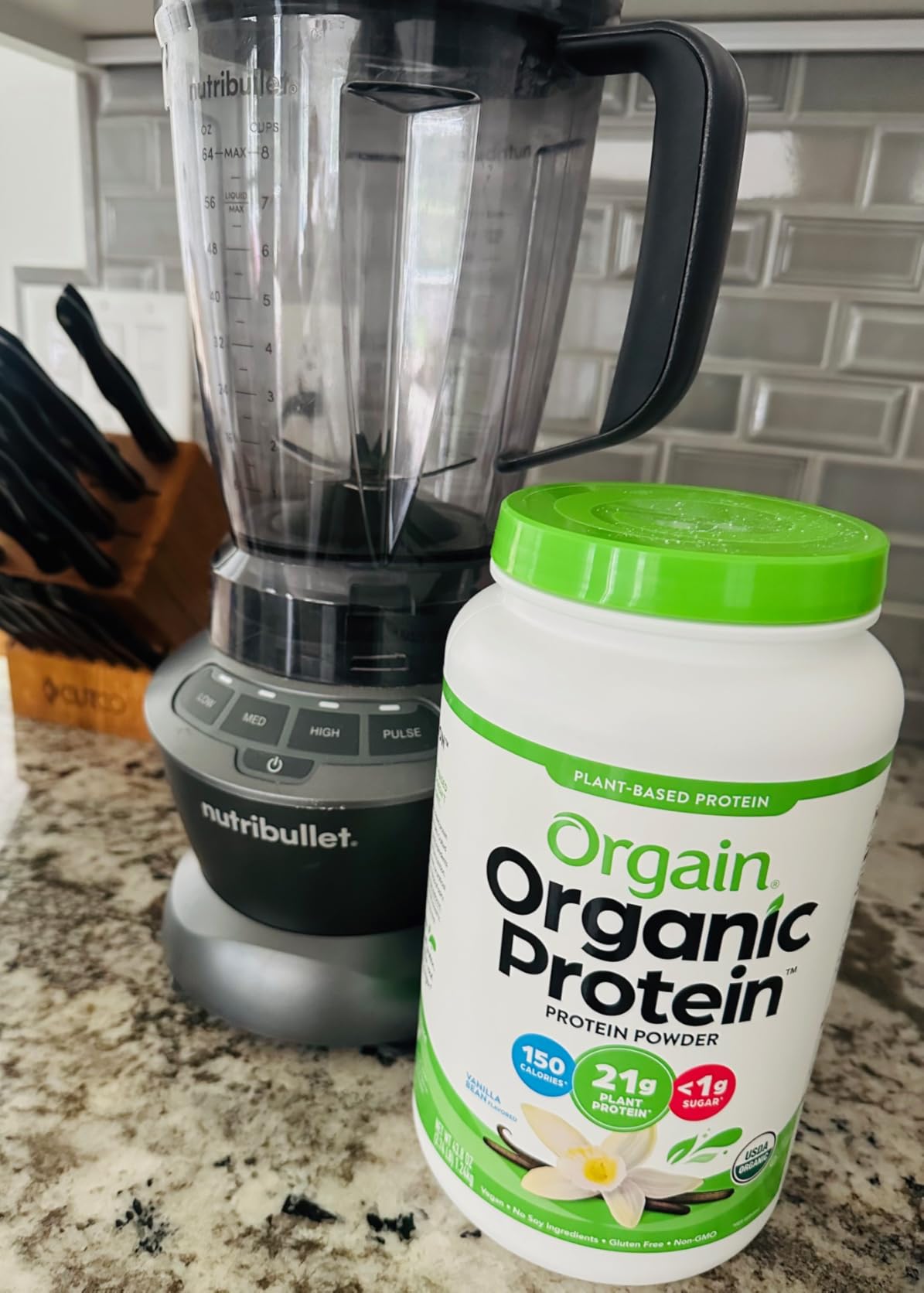 Orgain Organic Vegan Protein + 50 Superfoods Powder, Vanilla Bean - 21g Plant Based Protein, 8g Prebiotic Fiber, No Lactose Ingredients, Gluten Free, No Added Sugar, Non-GMO, 2.02 lb - Customer Photo 1