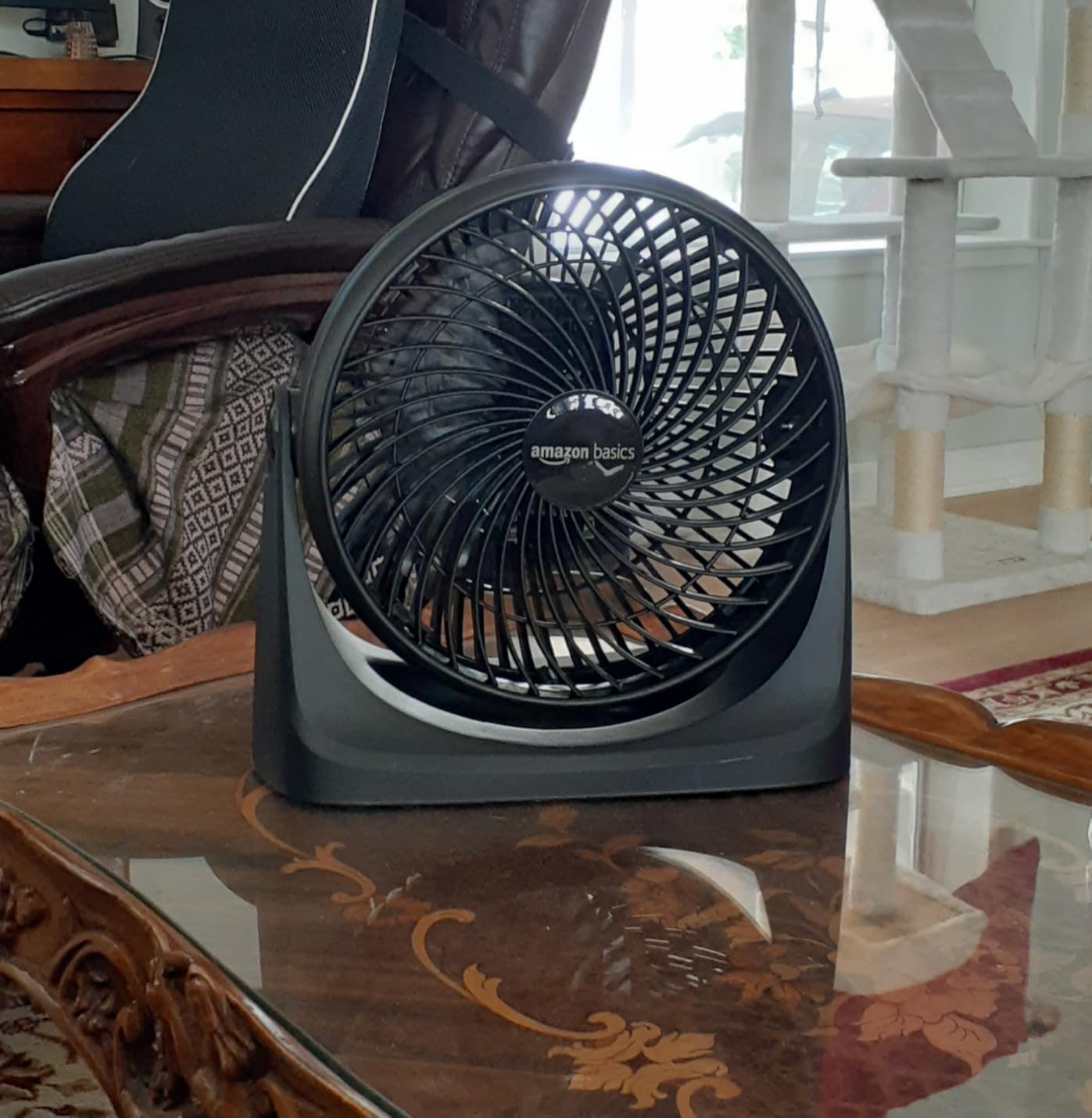 Amazon Basics Air Circulator Fan, Desk Fan for Bedroom, Home and Office, With 90-Degree Tilt Head, 3 Speed Settings, Lightweight (3 LBS), 35 Watts, Black, 11.1