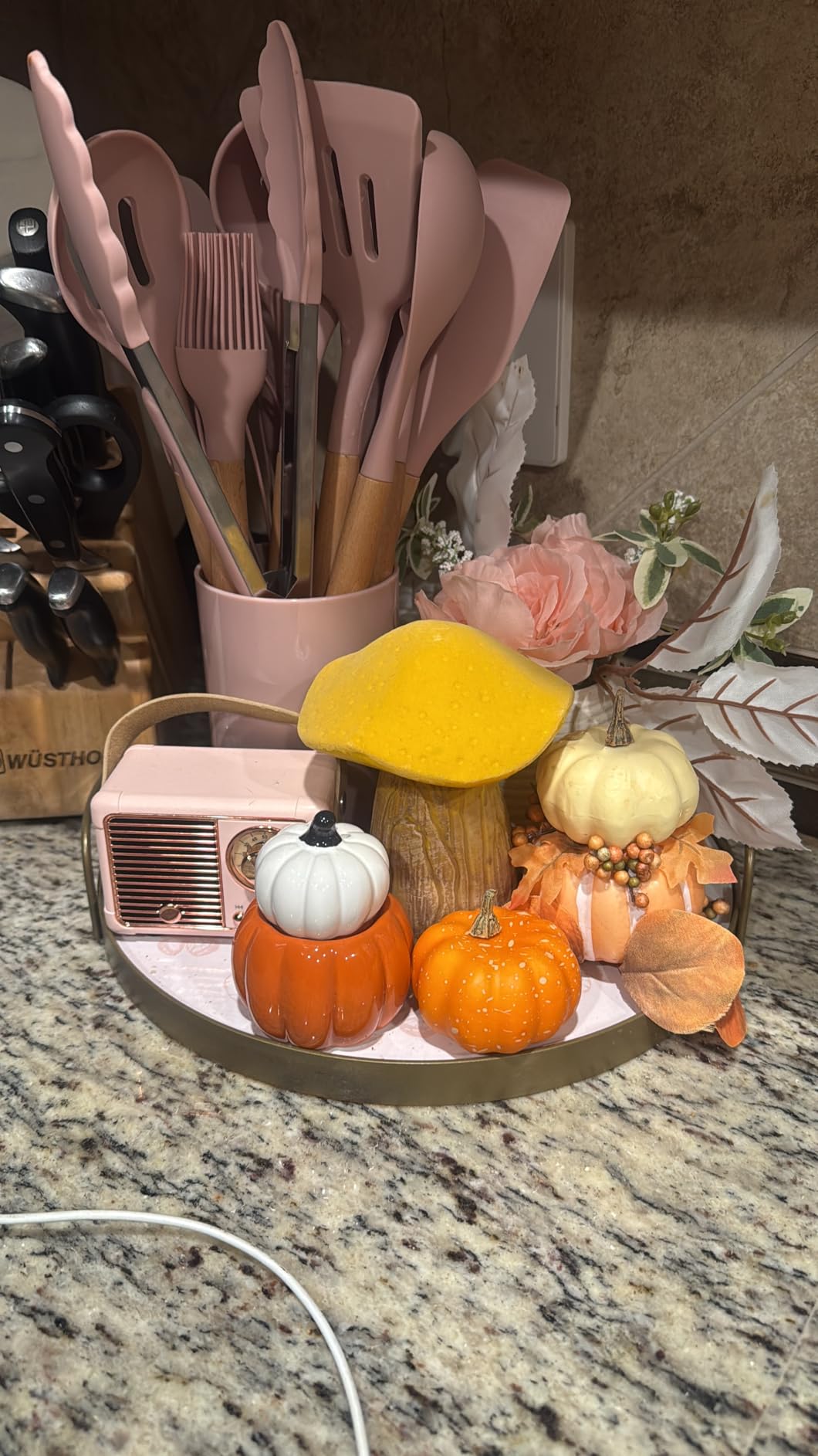 Umite Chef Kitchen Cooking Utensils Set, 33 pcs Non-Stick Silicone Cooking Kitchen Utensils Spatula Set with Holder, Wooden Handle Silicone Kitchen Gadgets Utensil Set (Khaki) - Customer Photo 3