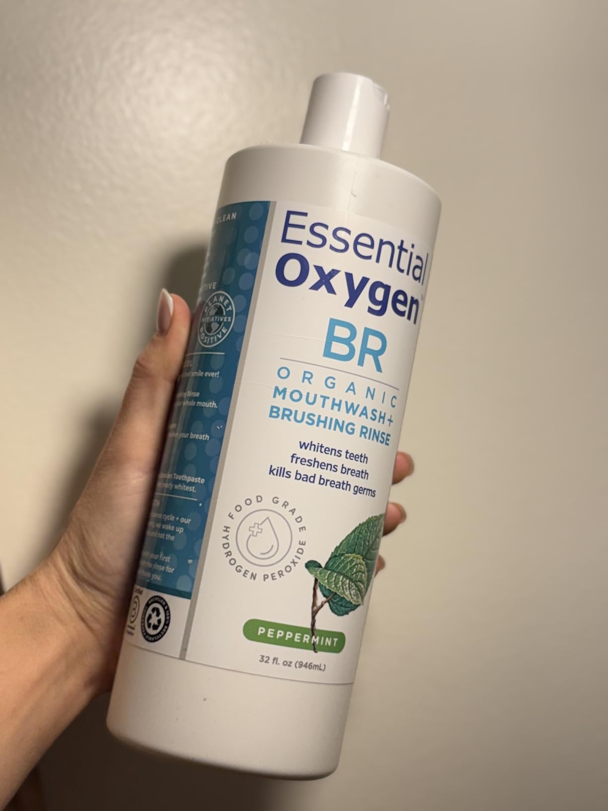 Essential Oxygen Certified BR Organic Brushing Rinse, All Natural Mouthwash for Whiter Teeth, Fresher Breath, and Happier Gums, Alcohol-Free Oral Care, Wintergreen, 16 Ounce - Customer Photo 1
